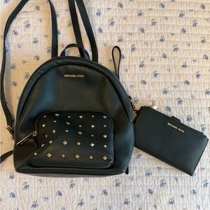 Michael Kors Erin “Racing Green” Medium Pebbled Leather Backpack with Wallet